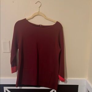Cynthia Rowley Red and Pink Boxy 3/4 Sleeve Blouse